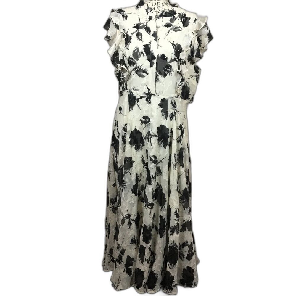 Guabmn custom design collection long dress cream with black floral lined sz L